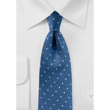 Matte Woven Silk Polka Dot Tie in Blue