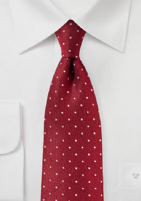 Cherry Red Polka Dot Tie in Matte Silk Finish