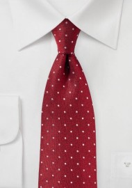 Cherry Red Polka Dot Tie in Matte Silk Finish