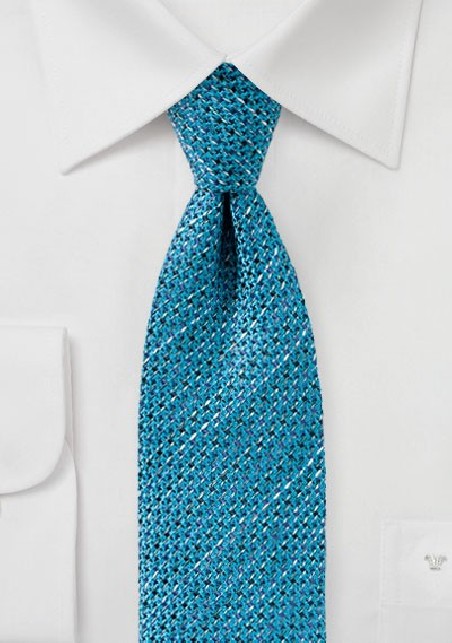 Textured Woven Tie in Turquoise
