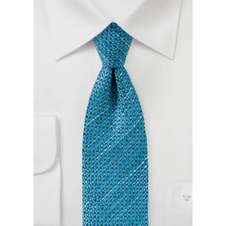 Textured Woven Tie in Turquoise