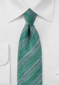 Dark Green Textured Striped Tie