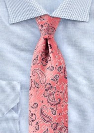Lobster Pink Paisley Designer Tie