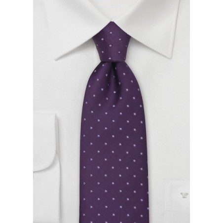 Kids Silk Tie in Purple with Polka Dots