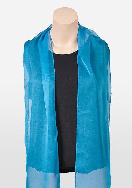 Womens Chiffon Fabric Scarf in Cyan Blue