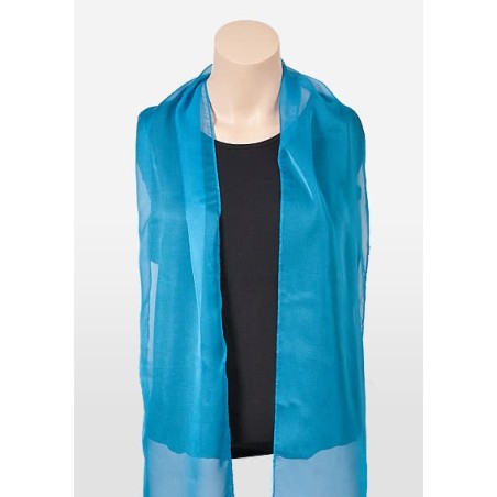 Womens Chiffon Fabric Scarf in Cyan Blue