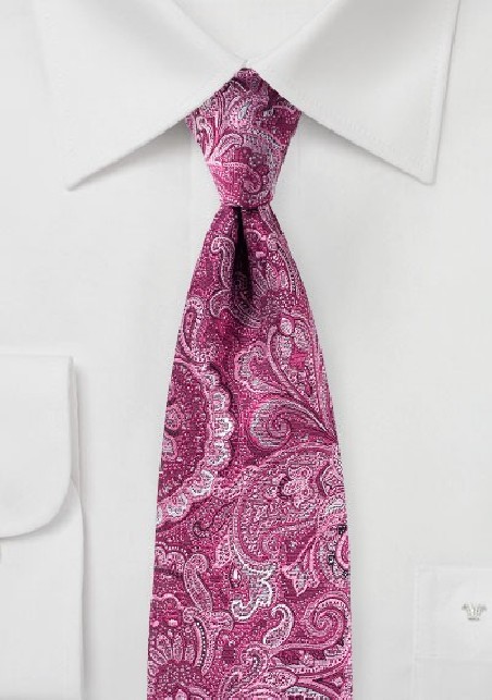Wild Paisley Tie in Magenta