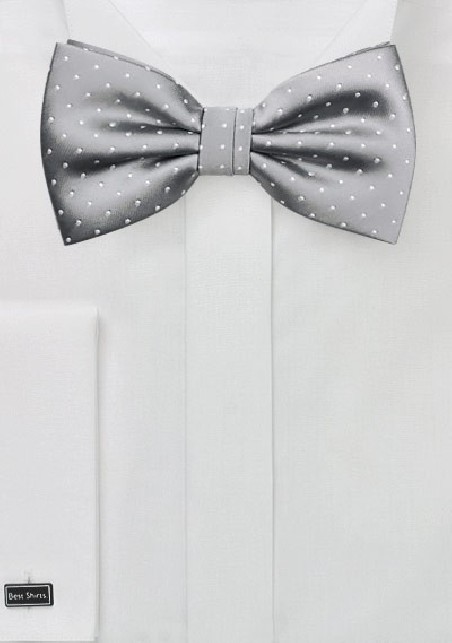 Elegant Bow Tie in Soft Silver and White