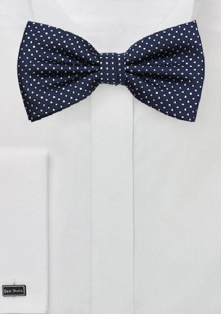 Sapphire Blue Bow Tie with Tony White Dots