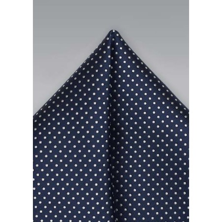 Sapphire Blue Pocket Square with Tiny White Dots
