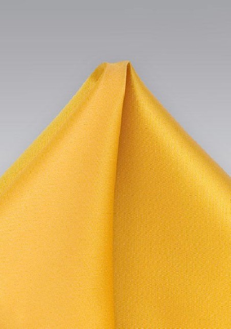Solid Pocket Square in Amber Yellow