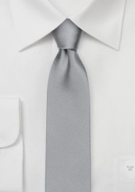 Satin Finish Silk Skinny Tie in Bright Silver