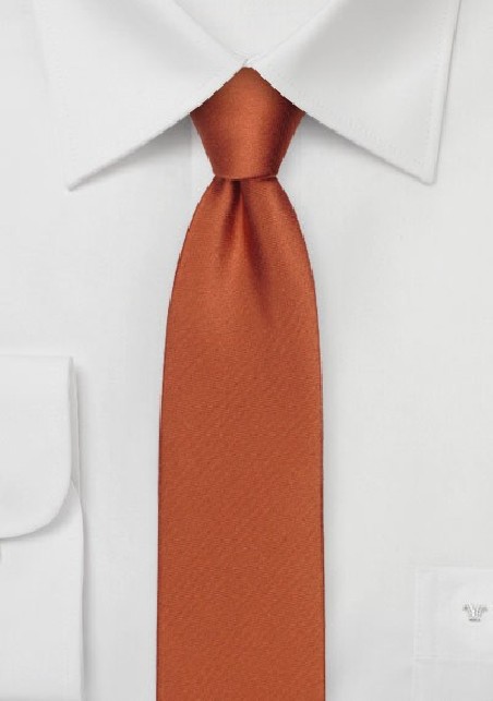 Copper Orange Skinny Silk Tie