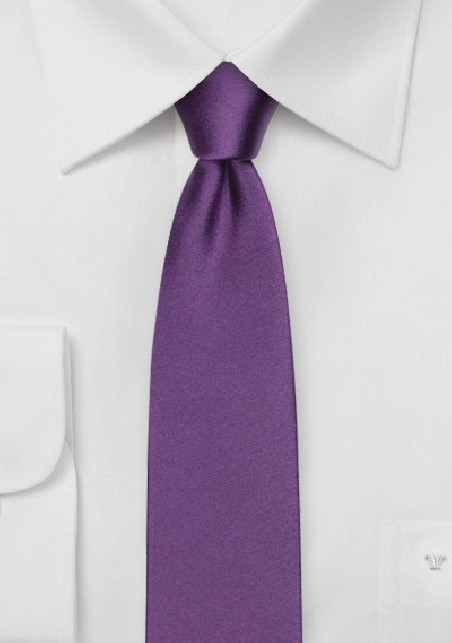 Skinny Silk Tie in Violet Purple