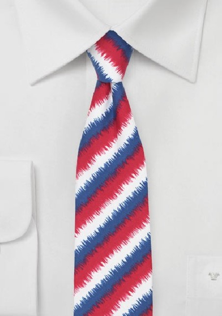 3D Striped Tie in Red, White, Blue