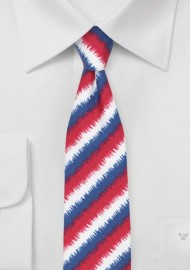 3D Striped Tie in Red, White, Blue
