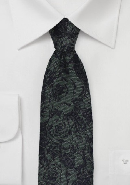 Skinny Winter Wool Tie in Forest Green
