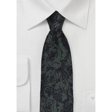 Skinny Winter Wool Tie in Forest Green