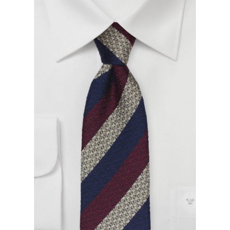 Textured Skinny Tie in Navy, Wine, Gray