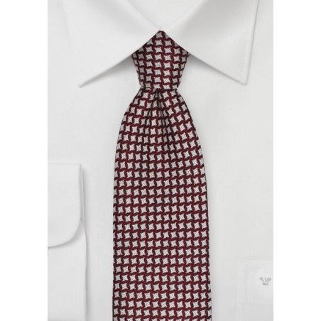 Houndstooth Check Tie in Crimson Red