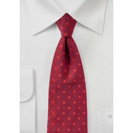 Woven Floral Tie in Cherry Red