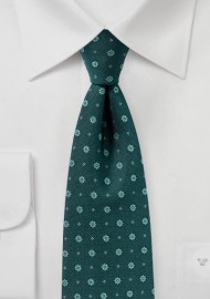 Woven Floral Tie in Hunter Green
