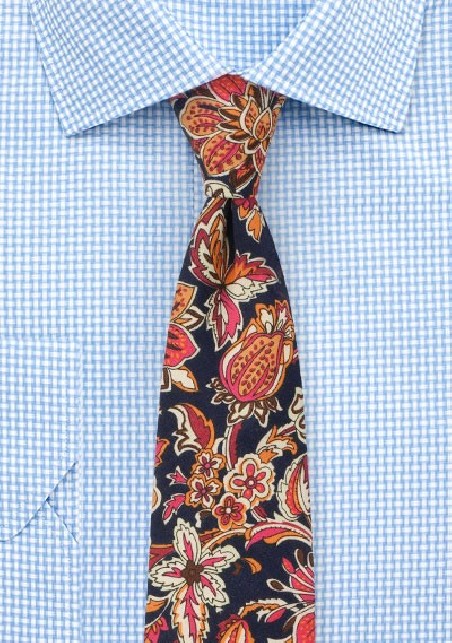 Colorful Vintage Floral Print Tie