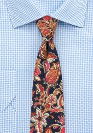 Colorful Vintage Floral Print Tie