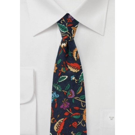 Vintage Floral and Leaf Print on Cotton