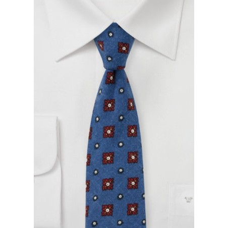 Flannel Medallion Print Tie in Indigo