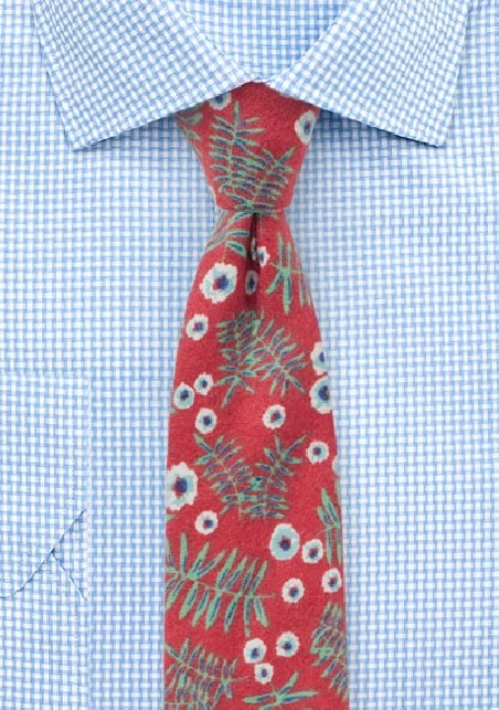 Vintage Red Flannel Mens Tie