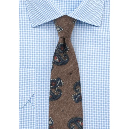 Vintage Paisley Tie in Olive and Navy