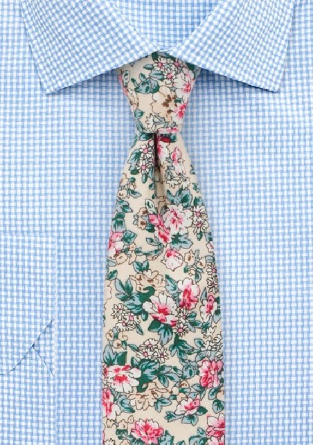 Summer Floral Cotton Print Tie