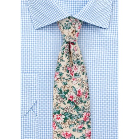 Summer Floral Cotton Print Tie