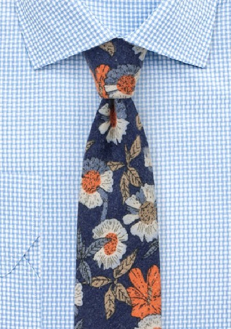 Flannel Cotton Print Tie with Floral Desgin