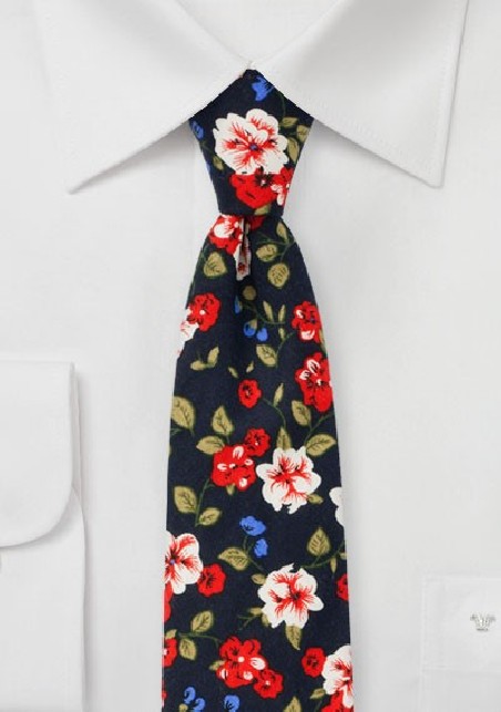 Art Deco Floral Cotton TIe