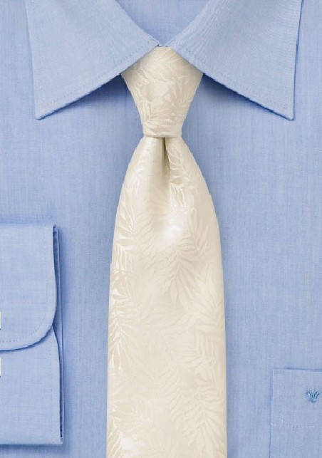 Tropical Leaf Tie in Light Vanilla Cream