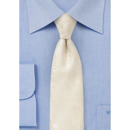 Tropical Leaf Tie in Light Vanilla Cream