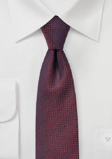 Dark Wine Red Herringbone Tie