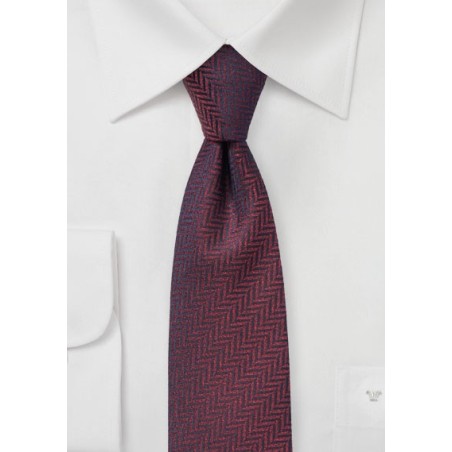 Dark Wine Red Herringbone Tie