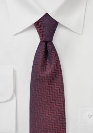 Dark Wine Red Herringbone Tie