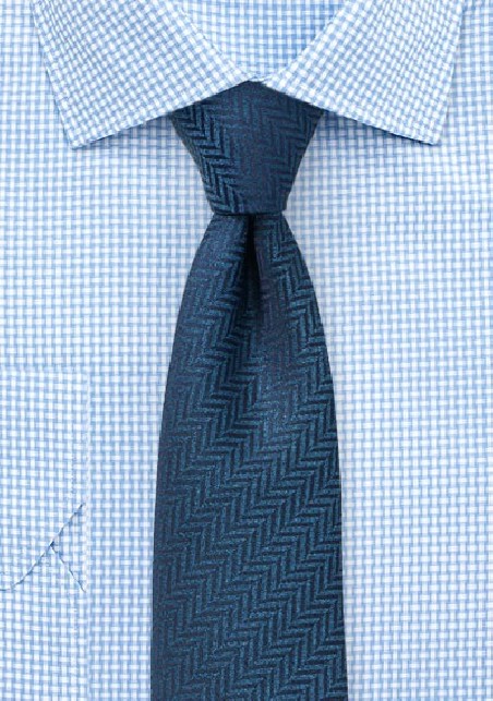 Teal Herringbone Woven Skinny Tie