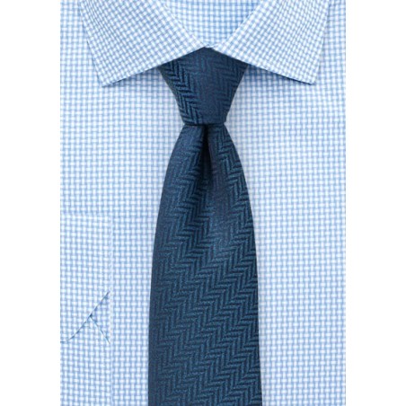 Teal Herringbone Woven Skinny Tie