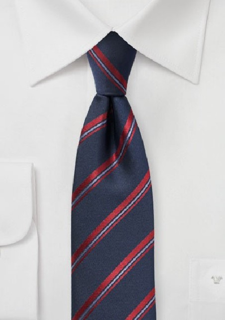 Midnight Blue Striped Skinny Tie