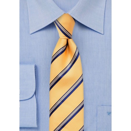 Golden Yellow Striped Skinny Tie