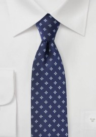 Navy Blue Matte Woven Skinny Tie