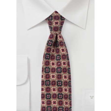 Medallion Print Flannel Tie in Toffee