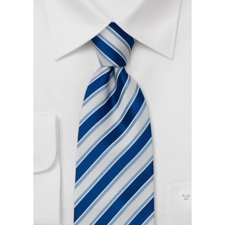 Stripes blue and white silk tie