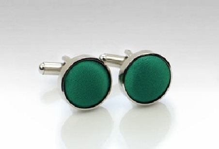 Hunter Green Fabric Covered Cufflinks