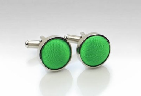 Grass Green Fabric Covered Cufflinks